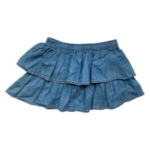 Gymboree skirt 4T chambray pull-on ruffle Animal Party 100% cotton